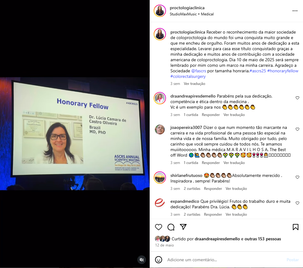 Dra. Lucia Oliveira é destaque internacional ao discutir os avanços atuais da proctologia